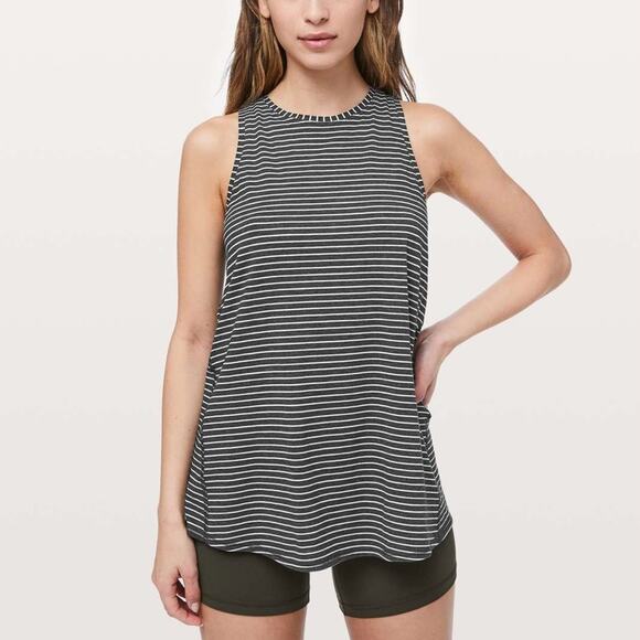 Lululemon All Tied Up Tank Modern Stripe Heathered Black White (First Release) - Picture 1 of 12